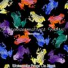 Watercolor Frogs on Black Cotton Lycra