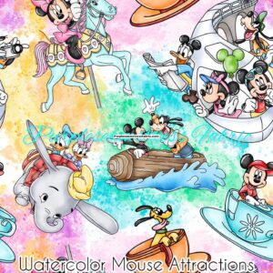 Watercolor Mouse Attractions Cotton Lycra