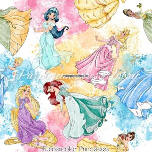 Watercolor Princesses Cotton Lycra