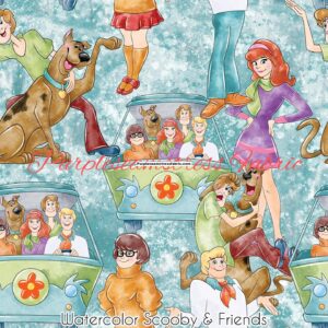 Watercolor Scooby & Friends Cotton Lycra