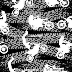 White Motocross On Tire Tracks Cotton Lycra