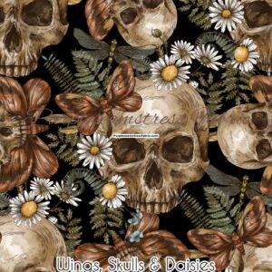 Wings, Skulls & Daisies Cotton Lycra