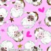 Winky Santas on Pink Cotton Lycra