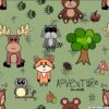 Woodland Animals on Sage Cotton Lycra