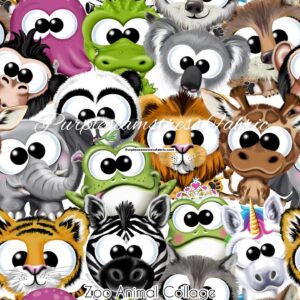 Zoo Animal Collage Cotton Lycra