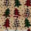 Plaid Christmas Trees on Burlap Cotton Lycra