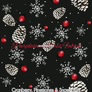 Cranberry, Pinecones & Snowflakes Cotton Lycra