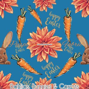 Dahlias, Bunnies & Carrots Cotton Lycra