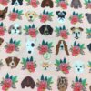 Dogs N Roses on pink Cotton Lycra