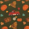 Autumn/Fall Trucks On Olive Cotton Lycra