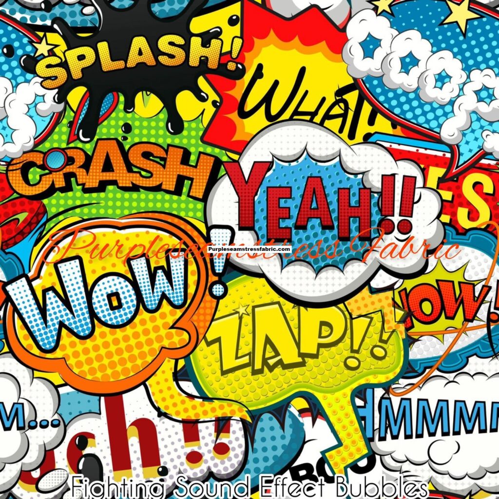 Fighting Sound Effect Bubbles – Fabric – Purpleseamstress Fabric