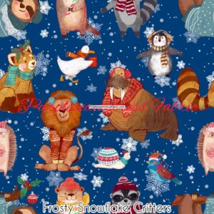 Frosty Snowflake Critters Cotton Lycra