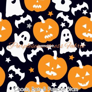 Ghost, Bats & Pumpkin Stars Cotton Lycra