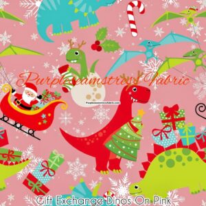 Gift Exchange Dinos on Pink Cotton Lycra