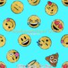 Glitter Emojis on Blue Cotton Lycra