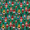 "Christmas Nutcrackers" on Green Cotton/Lycra