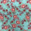 Peach Abstract Daffodils on Mint Double Brushed Poly Spandex