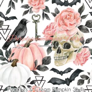 Peaches & Cream Pumpkin Skulls Cotton Lycra