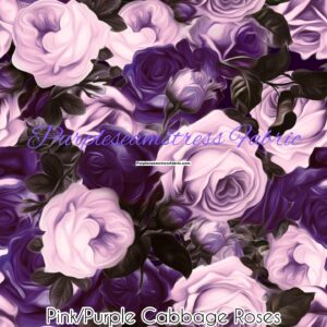 Pink/Purple Cabbage Roses Cotton Lycra