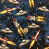 Outerspace Galaxy Spaceships and UFO's Cotton Lycra