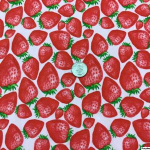 Strawberries on Pale Pink Cotton Lycra