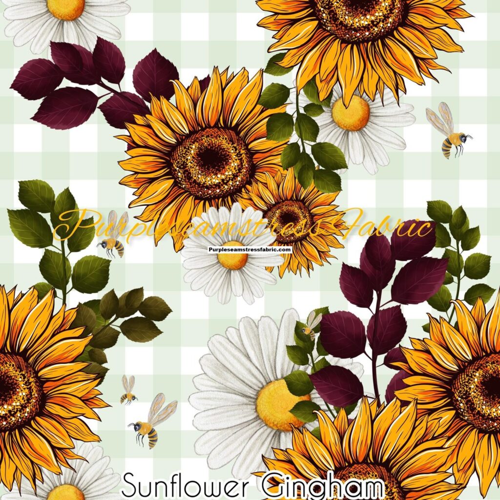 Sunflower Gingham Cotton Lycra Purpleseamstress Fabric