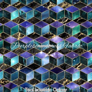 Teal Isometric Galaxy Cotton Lycra