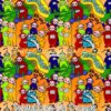 Teletubbies on Orange Cotton Lycra