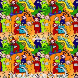 Teletubbies on Orange Cotton Lycra