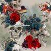 Thorny Rose Skulls Cotton Lycra
