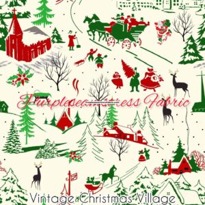 Vintage Christmas Village Cotton Lycra