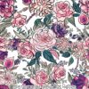 Watercolor Doodle Roses Cotton Lycra