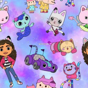 Watercolor Gabby's Dollhouse Cotton Lycra