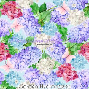 Watercolor Garden Hydrangeas Cotton Lycra