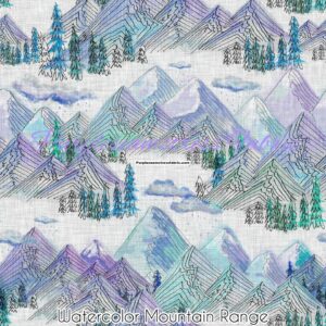 Watercolor Mountain Range Cotton Lycra