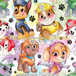 Watercolor Paw Patrol Cotton Lycra