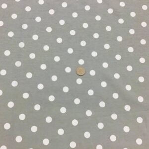 White Polka Dots on Grey Cotton/lycra