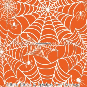 White Webs & Spiders on Orange Cotton Lycra