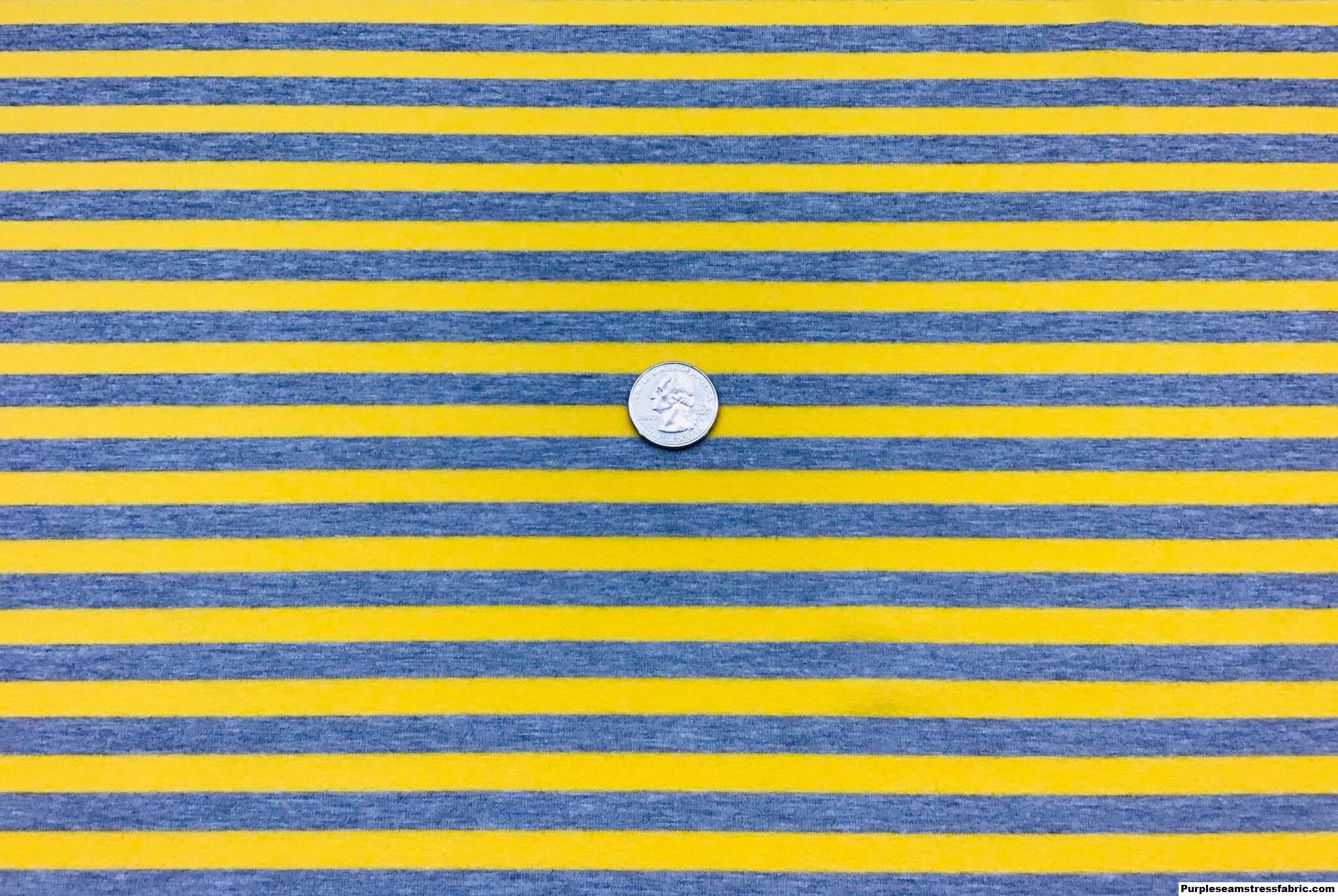 Yellow/heather grey yarn-dyed horizontal stripes
