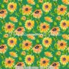 Yellow Sunflowers On Green Cotton Lycra