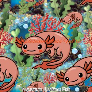 Aquarium Walking Fish Axolotls - Fabric