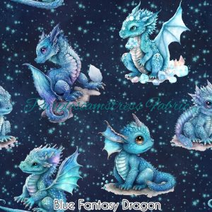 Blue Fantasy Dragon - Fabric