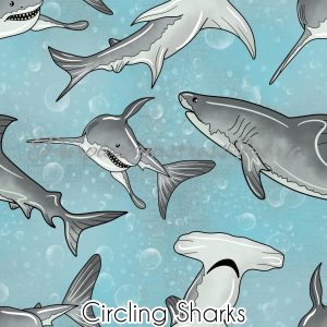 Circling Sharks - Fabric