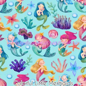 Colorful Little Mermaids - Fabric
