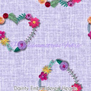 Faux Dainty Embroidered Hearts - Fabric