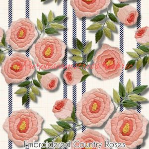 Faux Embroidered Country Roses - Fabric