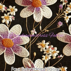 Faux Embroidered Daises - Fabric