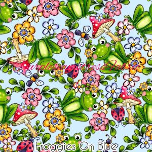 Froggies on Blue - Fabric