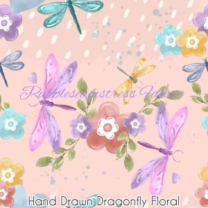 Hand Drawn Dragonfly Floral - Fabric