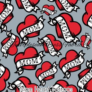 Mom Heart Tattoos Cotton  Lycra - Fabric